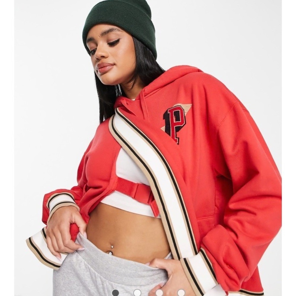 Puma by June Ambrose hoodie with asymmetric hem in red Size Medium - Picture 3 of 5